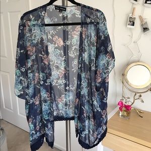 Sheer floral kimono
